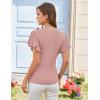 imageGRACE KARIN 2025 Womens Tops Summer Wrap Blouse V Neck Ruffle Sleeve Dressy Casual Top Ruched Trendy ClothesPink