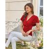 imageGRACE KARIN 2025 Womens Tops Summer Wrap Blouse V Neck Ruffle Sleeve Dressy Casual Top Ruched Trendy ClothesRed