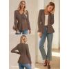 imageGRACE KARIN Long Sleeve Cardigan Sweaters for Women Button Up Knit Blazer Lightweight Business Casual Peplum TopsBrown