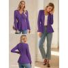 imageGRACE KARIN Long Sleeve Cardigan Sweaters for Women Button Up Knit Blazer Lightweight Business Casual Peplum TopsPurple