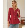 imageGRACE KARIN Long Sleeve Cardigan Sweaters for Women Button Up Knit Blazer Lightweight Business Casual Peplum TopsRed