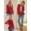 imageGRACE KARIN Long Sleeve Cardigan Sweaters for Women Button Up Knit Blazer Lightweight Business Casual Peplum TopsRed