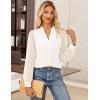imageGRACE KARIN Women Business Casual Tops Sheer Lace Long Sleeve Blouses Work Office Pleated V Neck Shirt Fall Formal OutfitsWhite