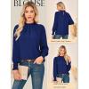 imageGRACE KARIN Women Dressy Long Sleeve Blouse2025 Fall Business Casual TopsPleated Mock Neck Shirts Fashion Work OutfitNavy Blue