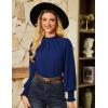 imageGRACE KARIN Women Dressy Long Sleeve Blouse2025 Fall Business Casual TopsPleated Mock Neck Shirts Fashion Work OutfitNavy Blue