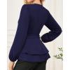 imageGRACE KARIN Women Work Peplum TopsLong Sleeve Dressy Casual BlousesV Neck Business Shirt Fall Outfits with BeltDark Blue