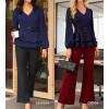 imageGRACE KARIN Women Work Peplum TopsLong Sleeve Dressy Casual BlousesV Neck Business Shirt Fall Outfits with BeltDark Blue