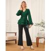 imageGRACE KARIN Women Work Peplum TopsLong Sleeve Dressy Casual BlousesV Neck Business Shirt Fall Outfits with BeltGreen