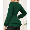 imageGRACE KARIN Women Work Peplum TopsLong Sleeve Dressy Casual BlousesV Neck Business Shirt Fall Outfits with BeltGreen