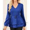 imageGRACE KARIN Women Work Peplum TopsLong Sleeve Dressy Casual BlousesV Neck Business Shirt Fall Outfits with BeltRoyal Blue