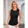imageGRACE KARIN Womens Crew Neck Pleated Front Tank Tops Casual Sleeveless ALine Work Top Blouse