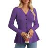 imageGRACE KARIN Long Sleeve Cardigan Sweaters for Women Button Up Knit Blazer Lightweight Business Casual Peplum TopsPurple