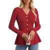 imageGRACE KARIN Long Sleeve Cardigan Sweaters for Women Button Up Knit Blazer Lightweight Business Casual Peplum TopsRed