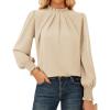 imageGRACE KARIN Women Dressy Long Sleeve Blouse2025 Fall Business Casual TopsPleated Mock Neck Shirts Fashion Work OutfitApricot