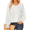imageWomens Dressy Business Casual Blouses Long Sleeve Shirts Swiss Dot Going Out Fall Tops White L