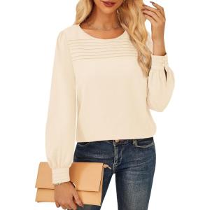imageGRACE KARIN Womens Blouses Dressy Casual Long Sleeve Shirts 2025 Fall Teacher OutfitsMApricot