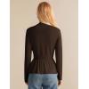 imageGRACE KARIN Women Cardigan Sweaters 2025 FallLong Sleeve Cropped Sweater Coat TrendyButton Front Peplum Tops LightweightCoffee