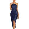 imageGRACE KARIN Wedding Guest Dresses for Women Sparkly Glitter Wrap Dress Cocktail Party Wedding Maxi Dresses with Slit Dark Blue L