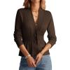 imageGRACE KARIN Women Cardigan Sweaters 2025 FallLong Sleeve Cropped Sweater Coat TrendyButton Front Peplum Tops LightweightCoffee