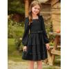imageGRACE KARIN Girls Ruffled Dress 614Y Fall Long Sleeves Christmas Party Festive DressesBlack