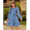 imageGRACE KARIN Girls Ruffled Dress 614Y Fall Long Sleeves Christmas Party Festive DressesBlue