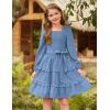 imageGRACE KARIN Girls Ruffled Dress 614Y Fall Long Sleeves Christmas Party Festive DressesBlue