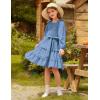 imageGRACE KARIN Girls Ruffled Dress 614Y Fall Long Sleeves Christmas Party Festive DressesBlue