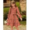 imageGRACE KARIN Girls Ruffled Dress 614Y Fall Long Sleeves Christmas Party Festive DressesBrown