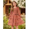 imageGRACE KARIN Girls Ruffled Dress 614Y Fall Long Sleeves Christmas Party Festive DressesBrown