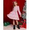 imageGRACE KARIN Girls Ruffled Dress 614Y Fall Long Sleeves Christmas Party Festive DressesLight Pink