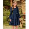 imageGRACE KARIN Girls Ruffled Dress 614Y Fall Long Sleeves Christmas Party Festive DressesNavy Blue