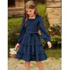 imageGRACE KARIN Girls Ruffled Dress 614Y Fall Long Sleeves Christmas Party Festive DressesNavy Blue