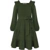 imageGRACE KARIN Girls Ruffled Dress 614Y Fall Long Sleeves Christmas Party Festive DressesOlive Green