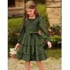 imageGRACE KARIN Girls Ruffled Dress 614Y Fall Long Sleeves Christmas Party Festive DressesOlive Green