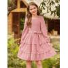 imageGRACE KARIN Girls Ruffled Dress 614Y Fall Long Sleeves Christmas Party Festive DressesPink