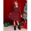 imageGRACE KARIN Girls Ruffled Dress 614Y Fall Long Sleeves Christmas Party Festive DressesRed