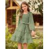 imageGRACE KARIN Girls Ruffled Dress 614Y Fall Long Sleeves Christmas Party Festive DressesSage Green