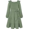 imageGRACE KARIN Girls Ruffled Dress 614Y Fall Long Sleeves Christmas Party Festive DressesSage Green