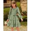 imageGRACE KARIN Girls Ruffled Dress 614Y Fall Long Sleeves Christmas Party Festive DressesSage Green