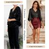 imageGRACE KARIN Womens Sparkly Sequin Tops34 Sleeve Glitter Party Dressy BlouseVNeck Disco Evening Club Concert ShirtBlack
