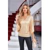 imageGRACE KARIN Womens Sparkly Sequin Tops34 Sleeve Glitter Party Dressy BlouseVNeck Disco Evening Club Concert ShirtChampagne