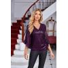 imageGRACE KARIN Womens Sparkly Sequin Tops34 Sleeve Glitter Party Dressy BlouseVNeck Disco Evening Club Concert ShirtDark Purple