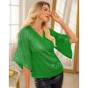 imageGRACE KARIN Womens Sparkly Sequin Tops34 Sleeve Glitter Party Dressy BlouseVNeck Disco Evening Club Concert ShirtFantasy Lime Green