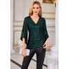 imageGRACE KARIN Womens Sparkly Sequin Tops34 Sleeve Glitter Party Dressy BlouseVNeck Disco Evening Club Concert ShirtGreen on Black