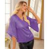 imageGRACE KARIN Womens Sparkly Sequin Tops34 Sleeve Glitter Party Dressy BlouseVNeck Disco Evening Club Concert ShirtLavender