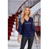 imageGRACE KARIN Womens Sparkly Sequin Tops34 Sleeve Glitter Party Dressy BlouseVNeck Disco Evening Club Concert ShirtNavy Blue