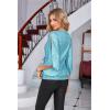 imageGRACE KARIN Womens Sparkly Sequin Tops34 Sleeve Glitter Party Dressy BlouseVNeck Disco Evening Club Concert ShirtSky Blue