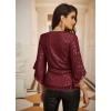 imageGRACE KARIN Womens Sparkly Sequin Tops34 Sleeve Glitter Party Dressy BlouseVNeck Disco Evening Club Concert ShirtWine Red