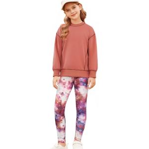 imageGRACE KARIN Girls Sweatshirt Leggings Set 614Y Fall Athletic Outfit Teen Fashion Clothes SetBurnt Orange