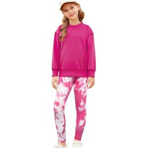 imageGRACE KARIN Girls Sweatshirt Leggings Set 614Y Fall Athletic Outfit Teen Fashion Clothes SetHot Pink
